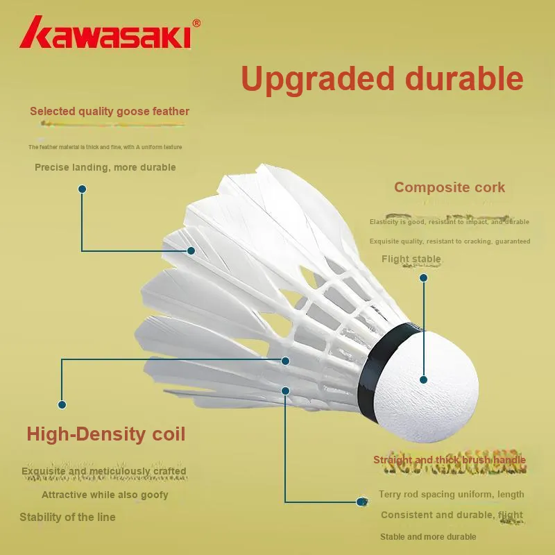 Kawasaki K200 12 Pack Goose Feather All Round Goose Feather Everyday Shuttlecocks-2