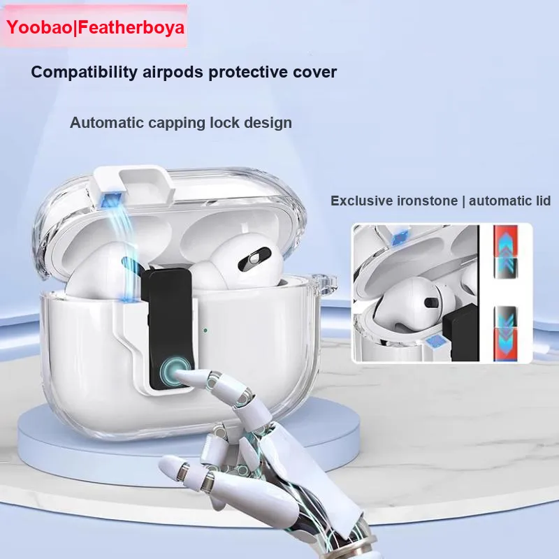 Yoobao Compatibility AirPods4 Protective Cover With Automatic Latch, Fully Enclosed, Impact Resistant Headphone Cases-1