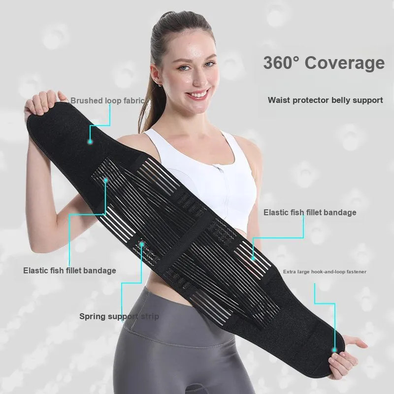 Binary Back Support Braces Protective Compression Black Polyamide Unisex-2