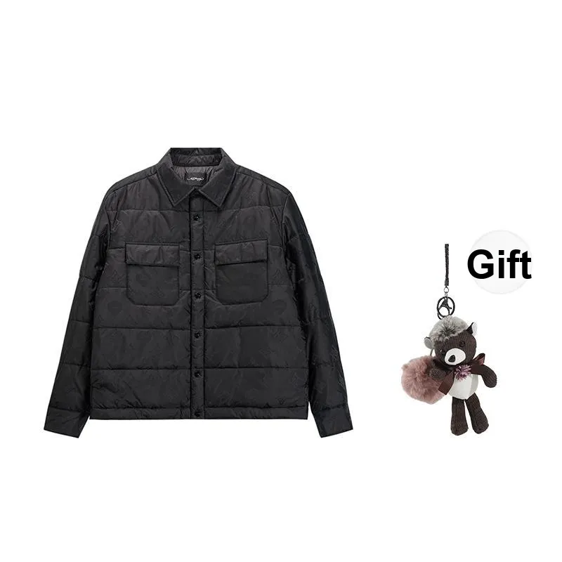 Ed Hardy FW24 Puffer Jacket Men's Black Comes With Saint Laurent Black Opium Fragrance Pendant