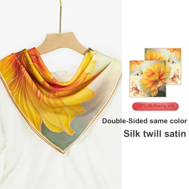 Shanghai Story 100% Mulberry Silk Scarves Women's Fragrant Tea Elegance, Gift Box Set-16