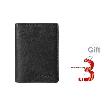 Sharkborough Vegetable Tanned Top Grain Cow Leather Card Holder, Driver's License Case, Coin Purse Trumpets Men's Black