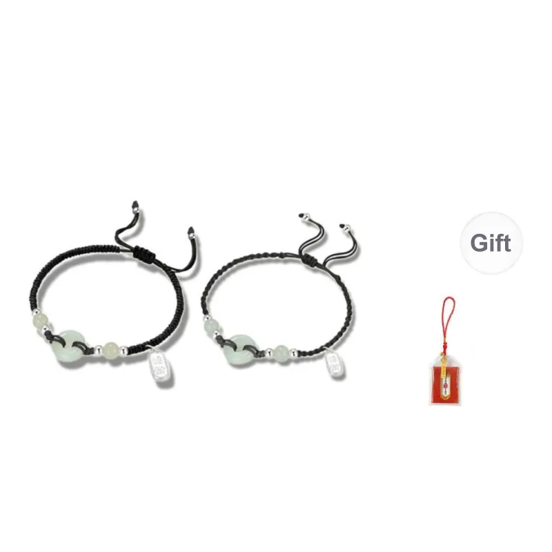 LUXLINE Bracelets Pale Greenish White Jade Unisex-0