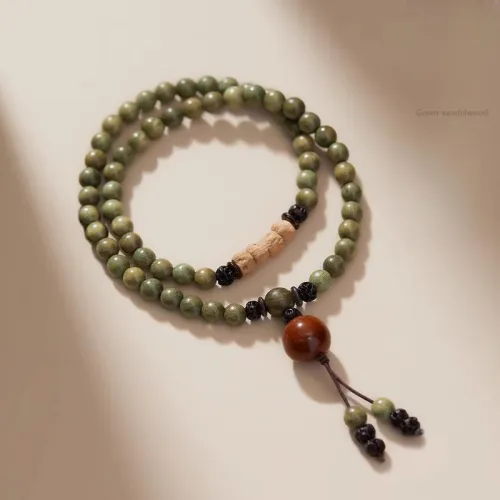 GUMUJIANG Green Sandalwood Multi Wrap Beaded Bracelet Unisex