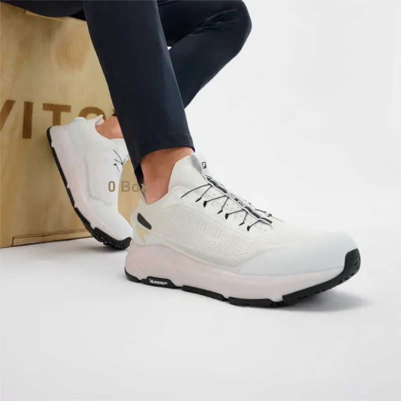 FILA BOA Cushioned Slip Resistant Abrasion Resistant Breathable Low Top Running Shoes Men's White-4