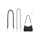 Black Woven Rope Bracelet with White Large Bar Clasp 53cm+Size 14, O-Shaped Decorative Chain 40cm