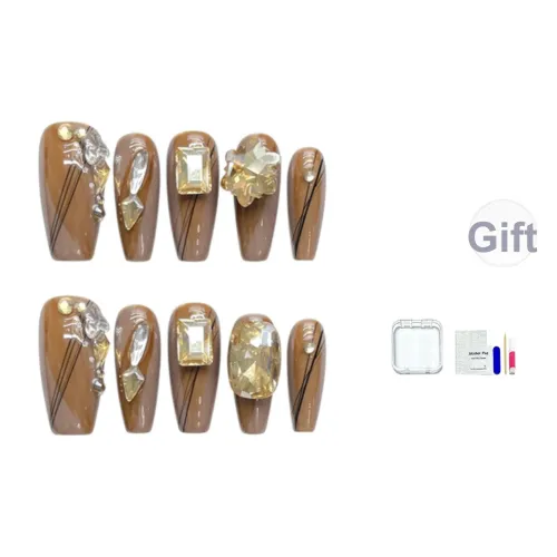 JINGCHANXUE Ручной Брушированный Квадратный Ромб False Nail Средний LADDER Роскошь Смузи Flashing 16мм