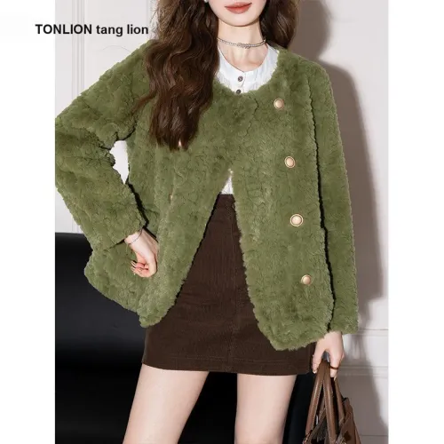 Tonlion Травяной зеленый Женские меховые изделия