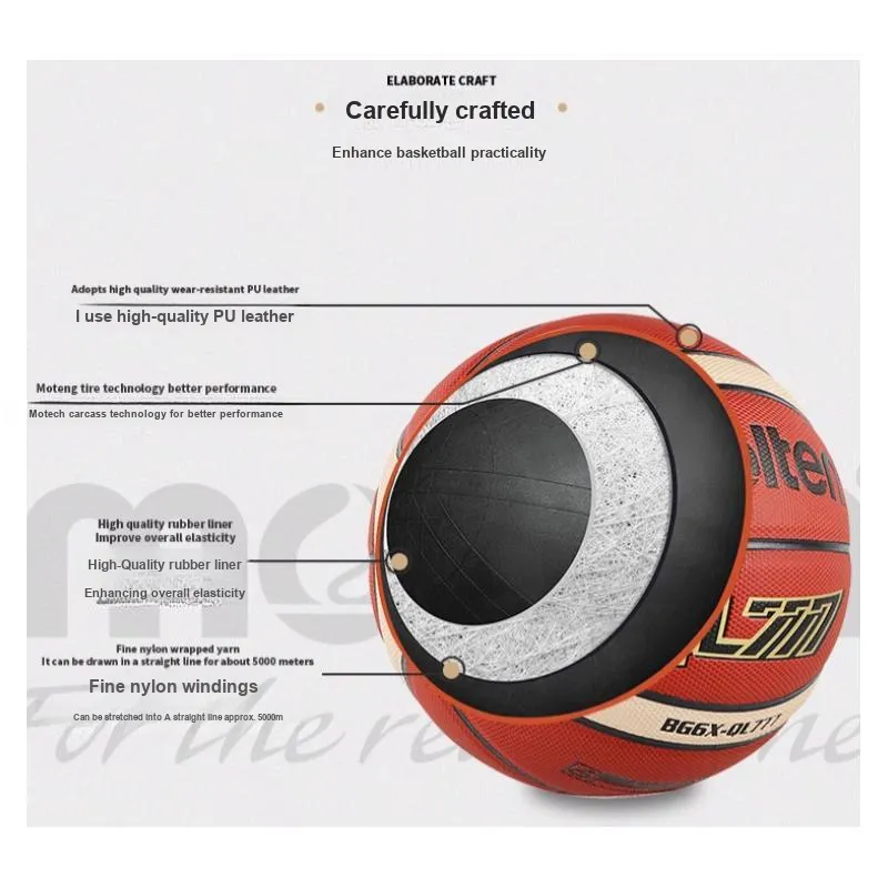 Molten PU Basketball Brown Size 6 Size 7 Training Unisex-1
