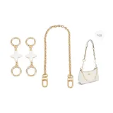 (Gold-Tone) White Four-Leaf Clover Extender Chain 10cm*2+Decorative Chain 40cm