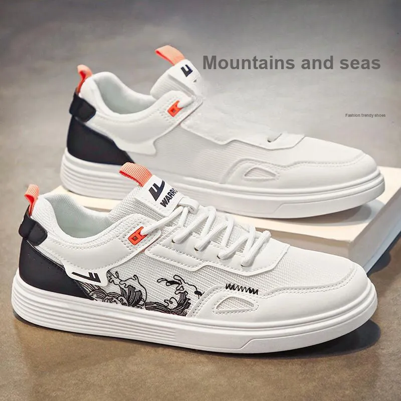 Warrior Lightweight And Breathable Low-Top Skateboard Shoes Men's White Black-3