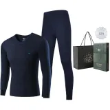 Men's V-Neck Clothing Sets (Navy Blue) 100% cotton, Skin-Friendly/3A Antibacterial