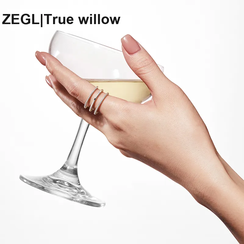 ZEGL White Gold Plated Copper Rings Women's-4