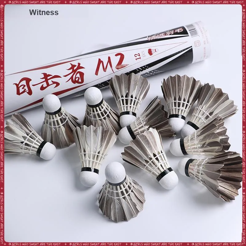 WITESS M2 12 Pack Duck Feather Big Board Duck Feather Training Specialized Shuttlecocks-2
