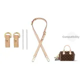 [Two-Piece Set Vegetable Tanned Leather]Abrasion-Resistant Buckle+1.8cm Three-Section Shoulder Strap 70-123cm-Includes Protective Ring