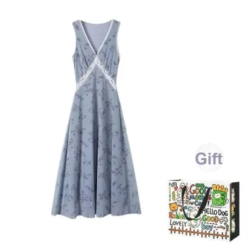 PZHK Sleeveless Dresses Women's Blue Dress Shopping Bag