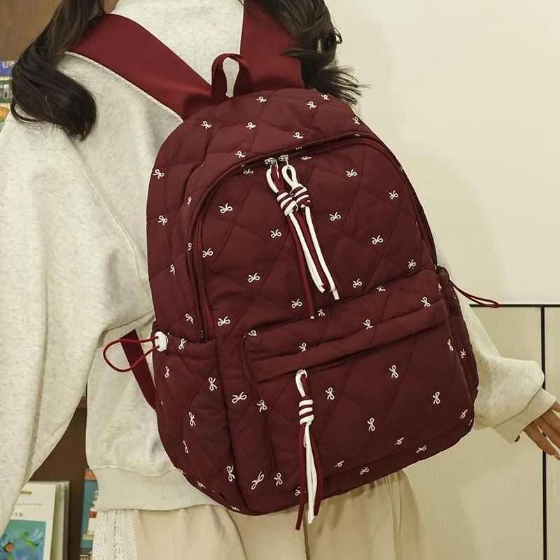 MOK Oxford Backpack Women's Black/Pink/Burgundy/Light Brown/Beige-13