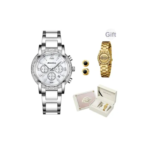 Dickies Наручные часы Кварцевый механизм Стальной Керамика Ремень Жемчужная раковина Цвет Циферблат часов Женские часы