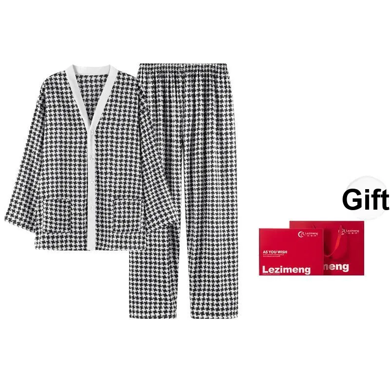 Happy Dreams Pajama Set Men's Gift Box Set Houndstooth