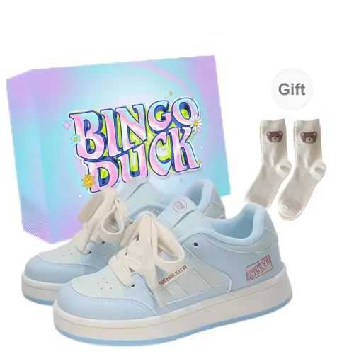 BINGO DUCK Low Top Skateboard Shoes Women's Sky Blue