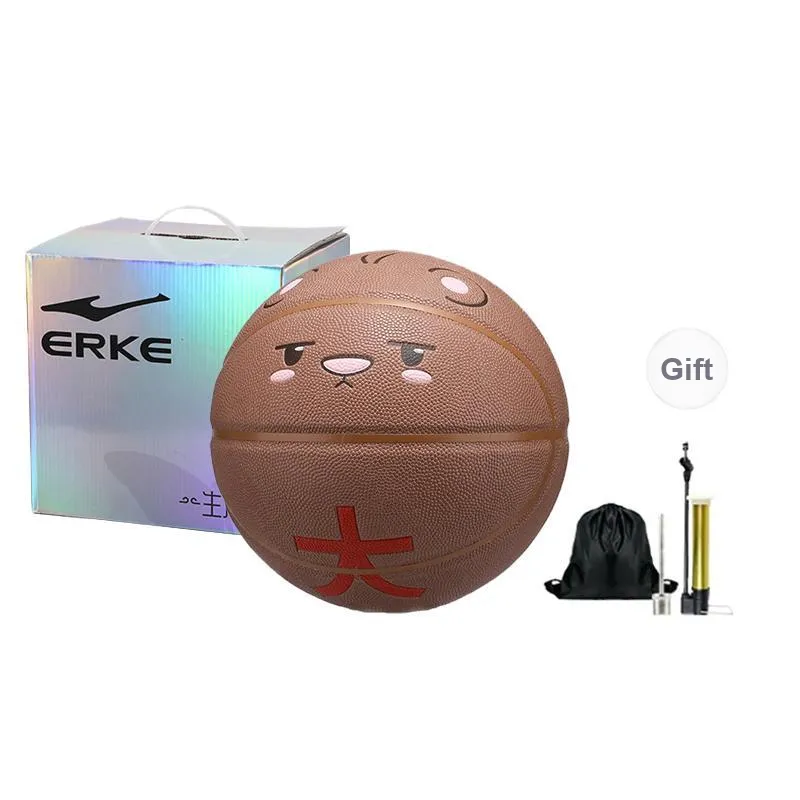 Erke x NANIANNATUNAXIESHIER Rubber Basketball Brown Size 7 Ball Training Unisex-4