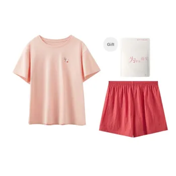 Red Beans At Home Pajama Set Women's Gift Box Set Berry Pink