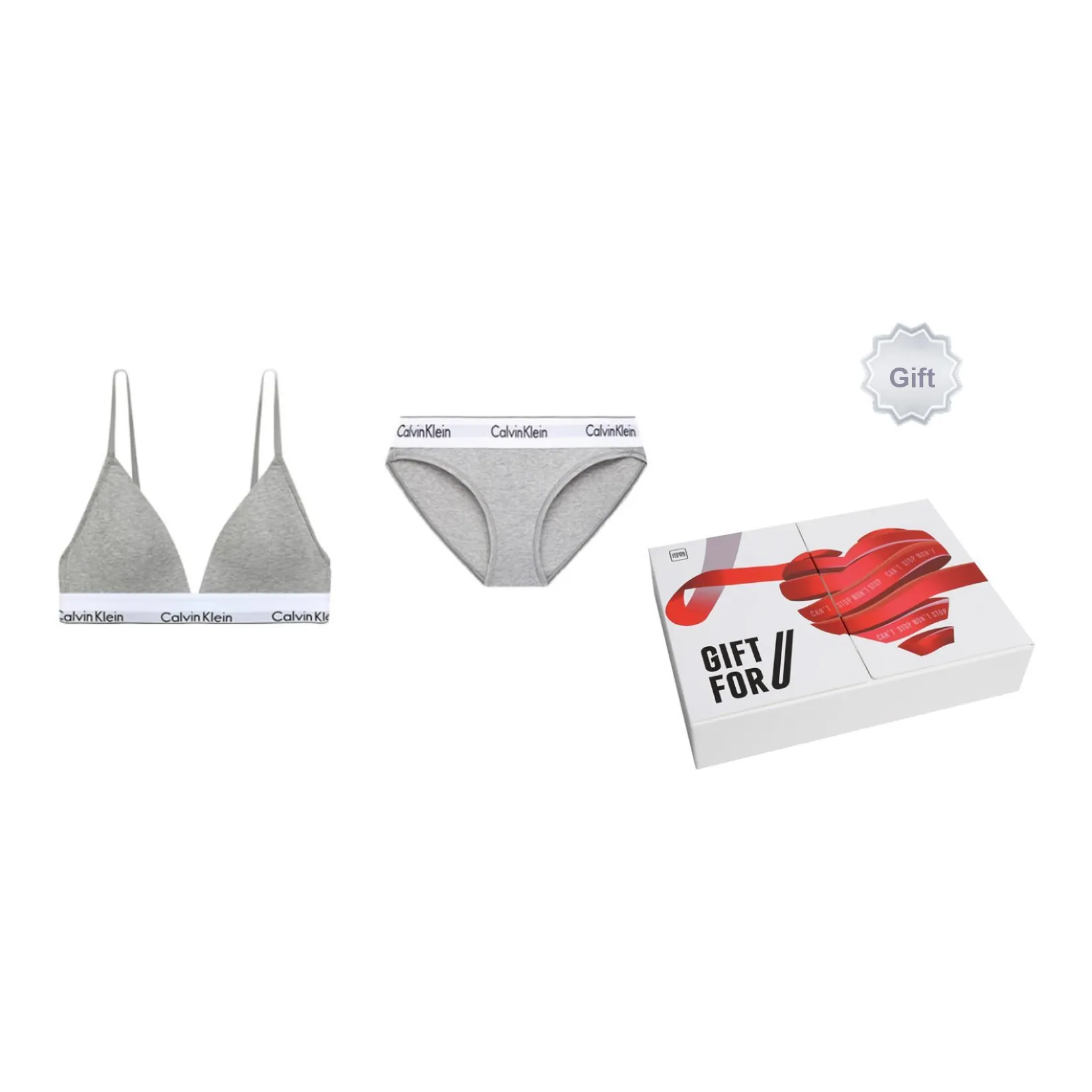 CK Calvin Klein Комплект нижнего белья для женщин серый в подарочной коробке