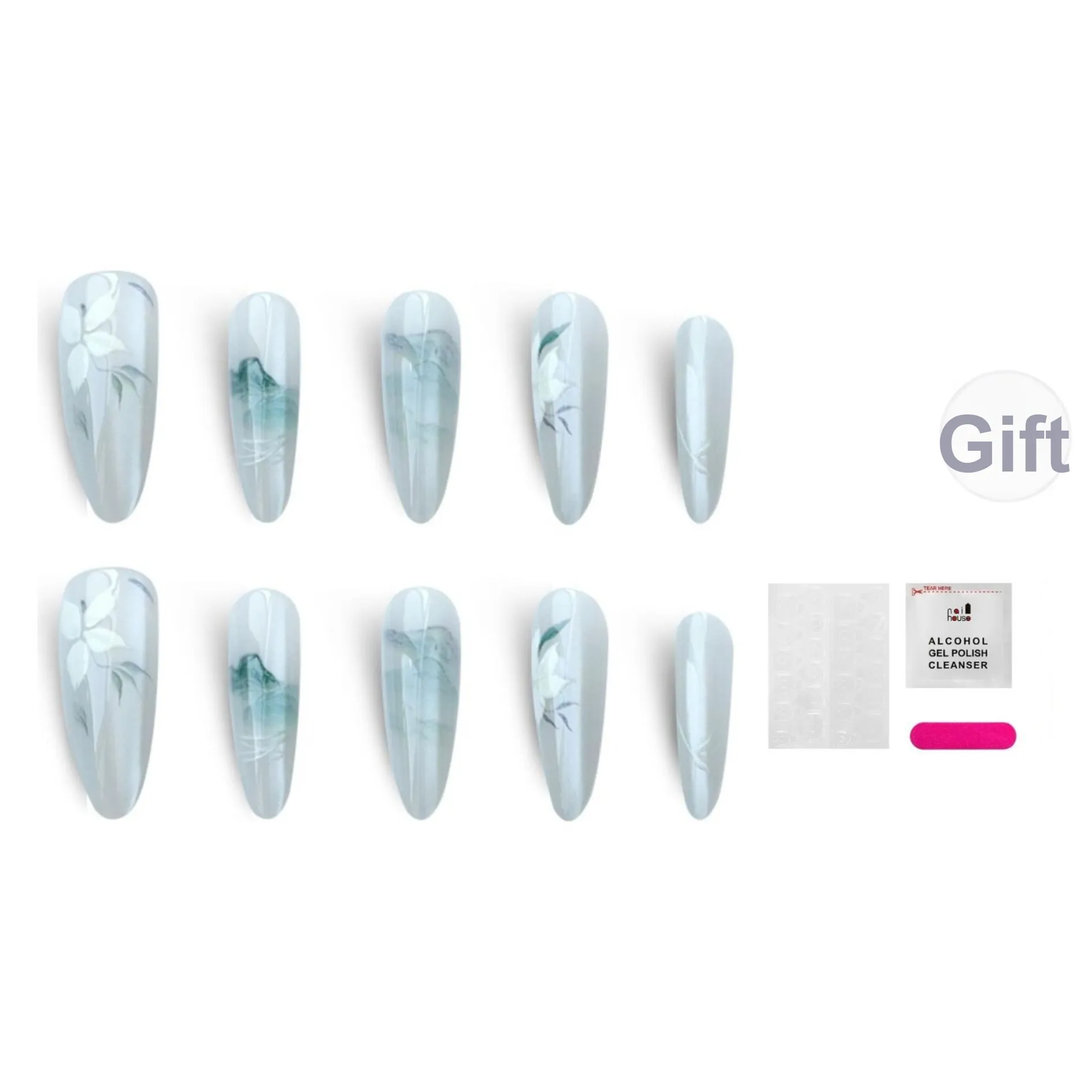 JIABITU National Wind Landscape False Nail Long Solid Color Gradient Instagram Style 17mm JIABITU National Ветер Ландшафт False Nail Длинный Однотонный Градиентный Стиль Instagram 17мм