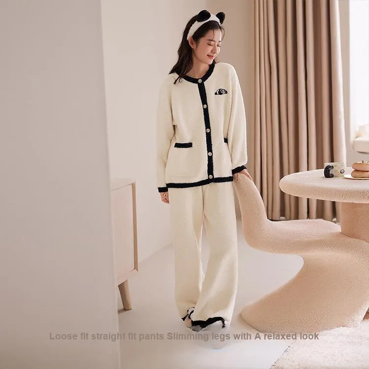 JINGYUN Deep Pajama 70 Pajama Set Winter Women's Pear White-2