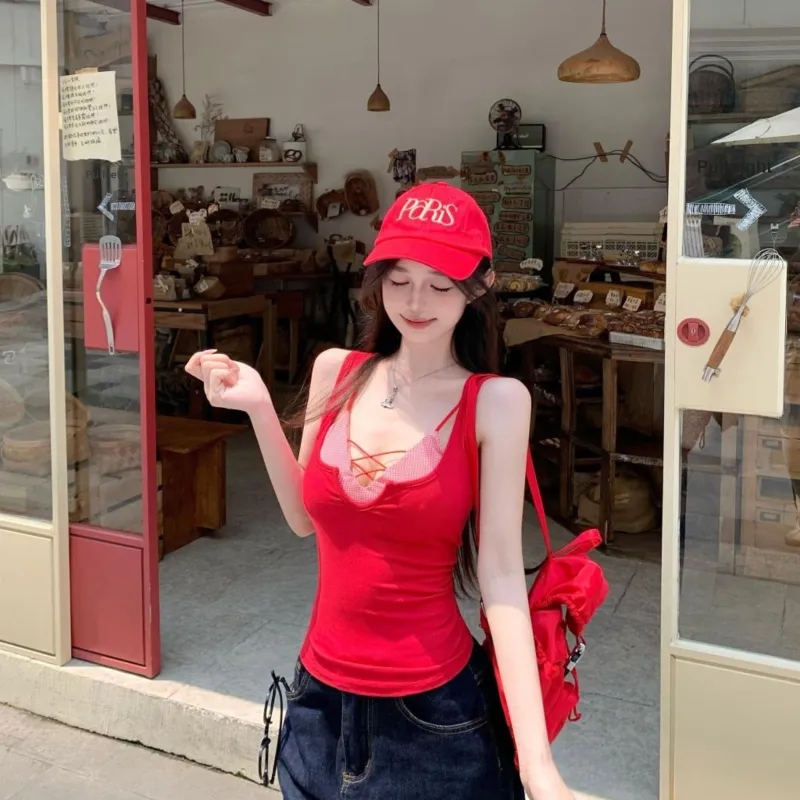YGPRW Tank Tops Women's Red-2