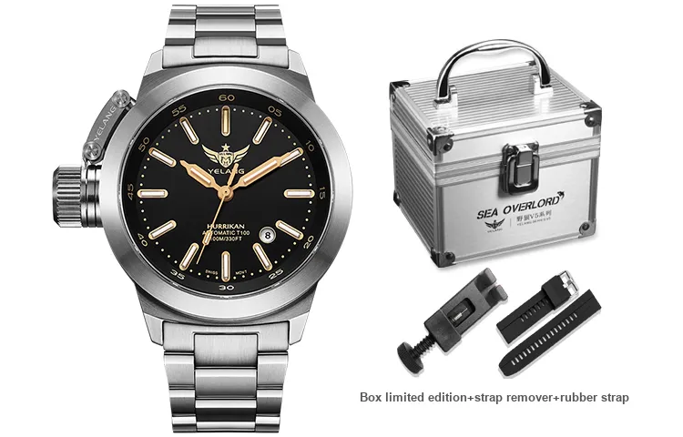 YELANG Automatic Mechanical Movement Stainless Steel Strap Watch Men's Watches Black Dial-7