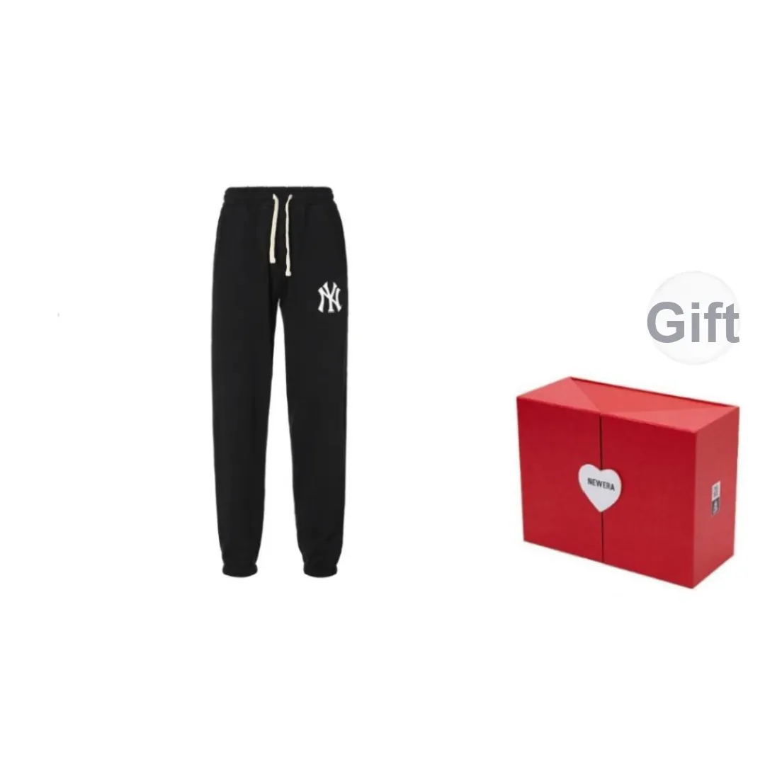 New Era Solid Color Adjustable Elastic Band Design Casual Cuffed Pants Sweatpants, Fall Unisex Black