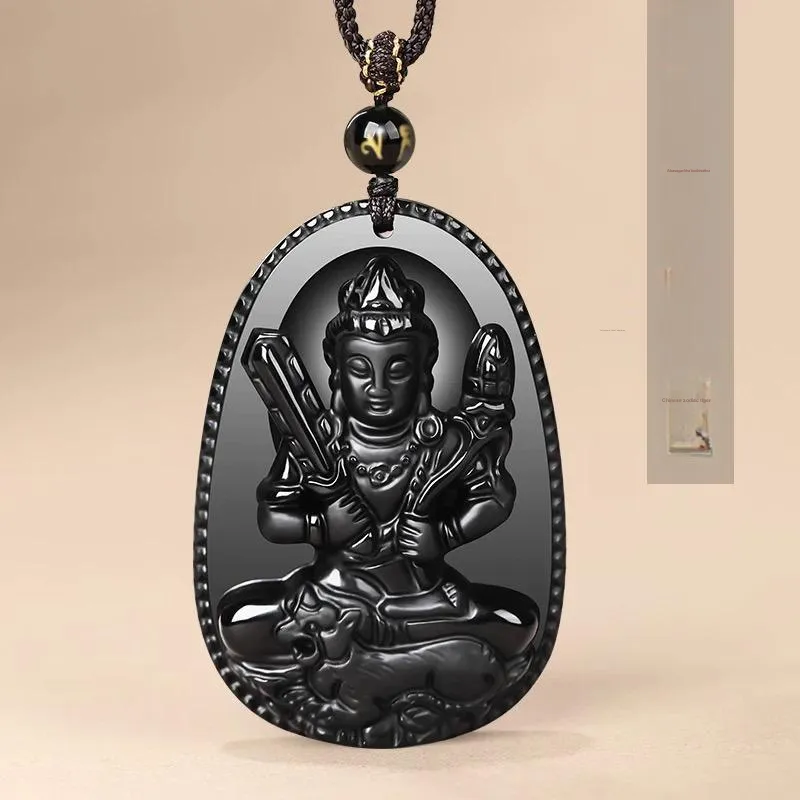 Stone On The Line Natural Obsidian Pendants Unisex-7