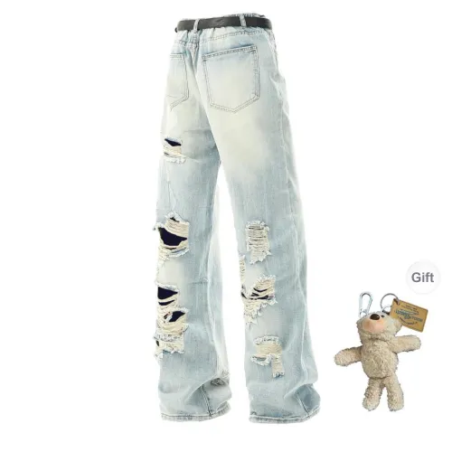 HOKLV Jeans Unisex Light Blue