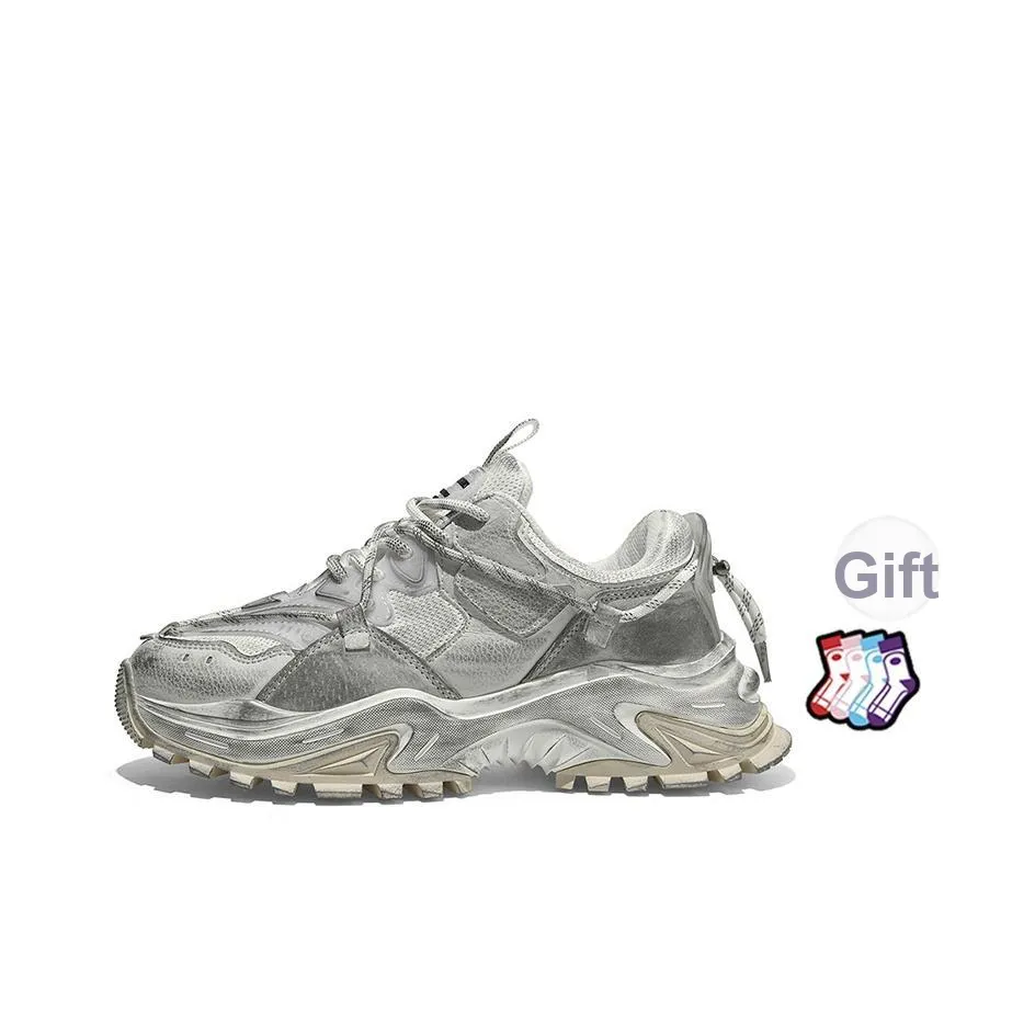 Masongarments Shark Tooth No. 2 Height Increasing Wear-Resistant Low-Top Chunky Sneakers Unisex Vintage White