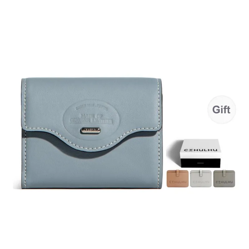 Cthulhu Top Grain Cow Leather Card Holder Mini Unisex Blue/Brown-0