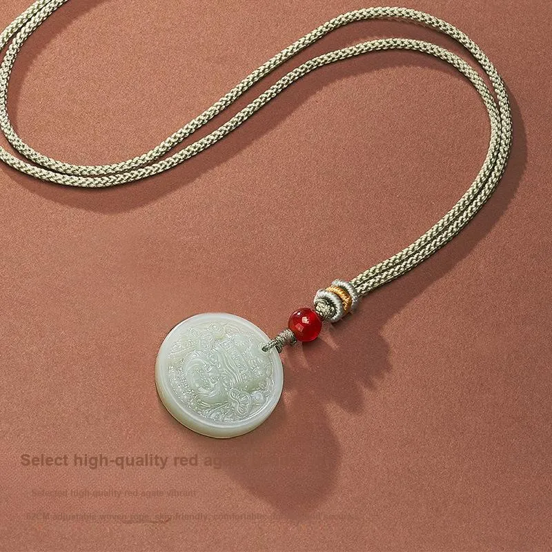 Royal Heaven's Choice Hetian Jade Pendants White Jade/Pale Greenish White Jade Unisex-2