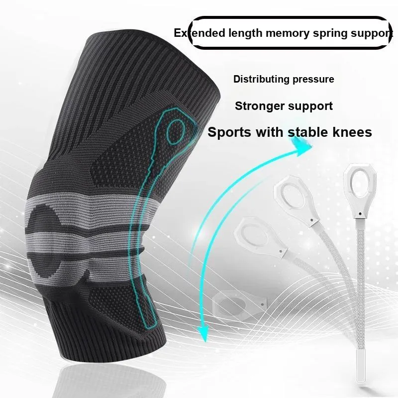 NAILEKESI Running Mountaineering Basketball Men's Silicone Nylon Elastane Latex Thread Knee Pads-5
