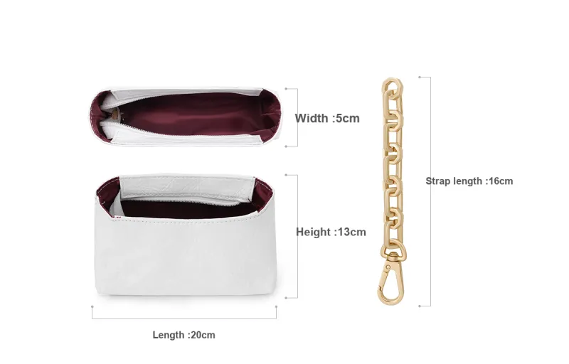 Lan Bao Fan Cow Leather DuPont Paper Bag Accessory Bag Strap Bag Insert Unisex White/Gold-22