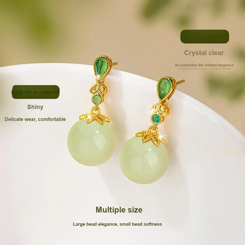 Encounter Gift Hetian Jade Earrings Pale Greenish White Jade Women's-6