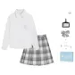 Jingsiyue Shirt+Transition Checkered Skirt, Comes with Bow Tie+Hanger+School Emblem