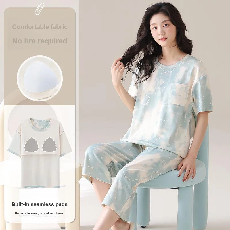 XISHE Pajama Set Women's Light Blue-1