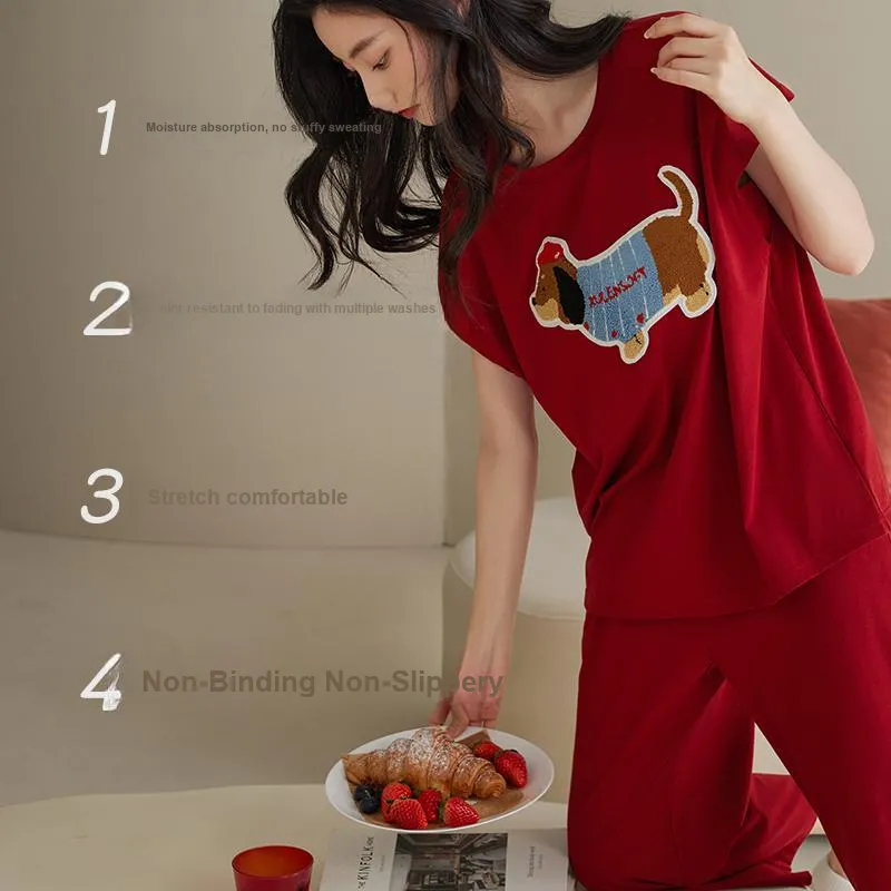 Xuan Liang Pajama Set Women's Maroon-2