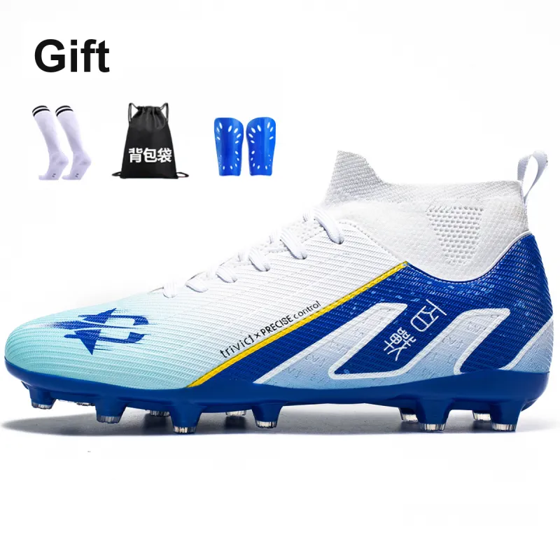 TriVict Win A Hundred Battles And Win A Hundred Victories. Soccer Shoes Unisex Mid Top White/Pink/Aqua/Blue-51