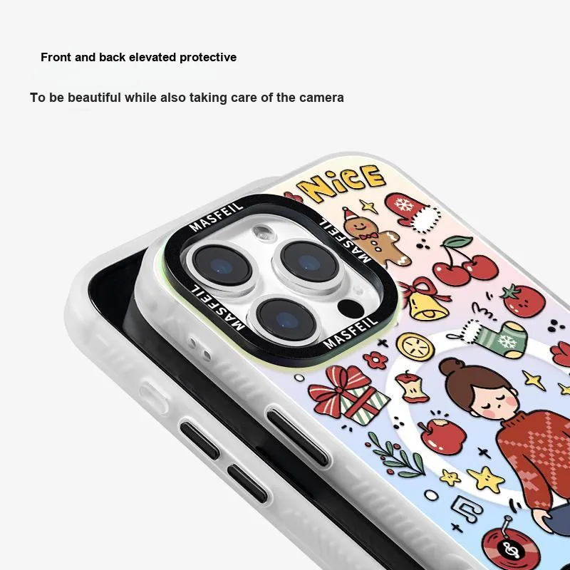 Marsfield Acrylic Material Double Layer IMD Laser Magnetic Case Phone Cases Compatibility Apple 16/15/14/13 Pro/Max-5