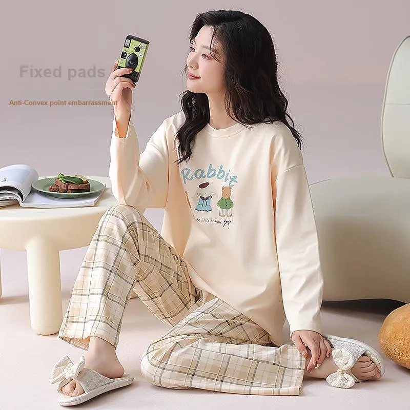 XIAFENYAN Pajama Set Women's Apricot-5
