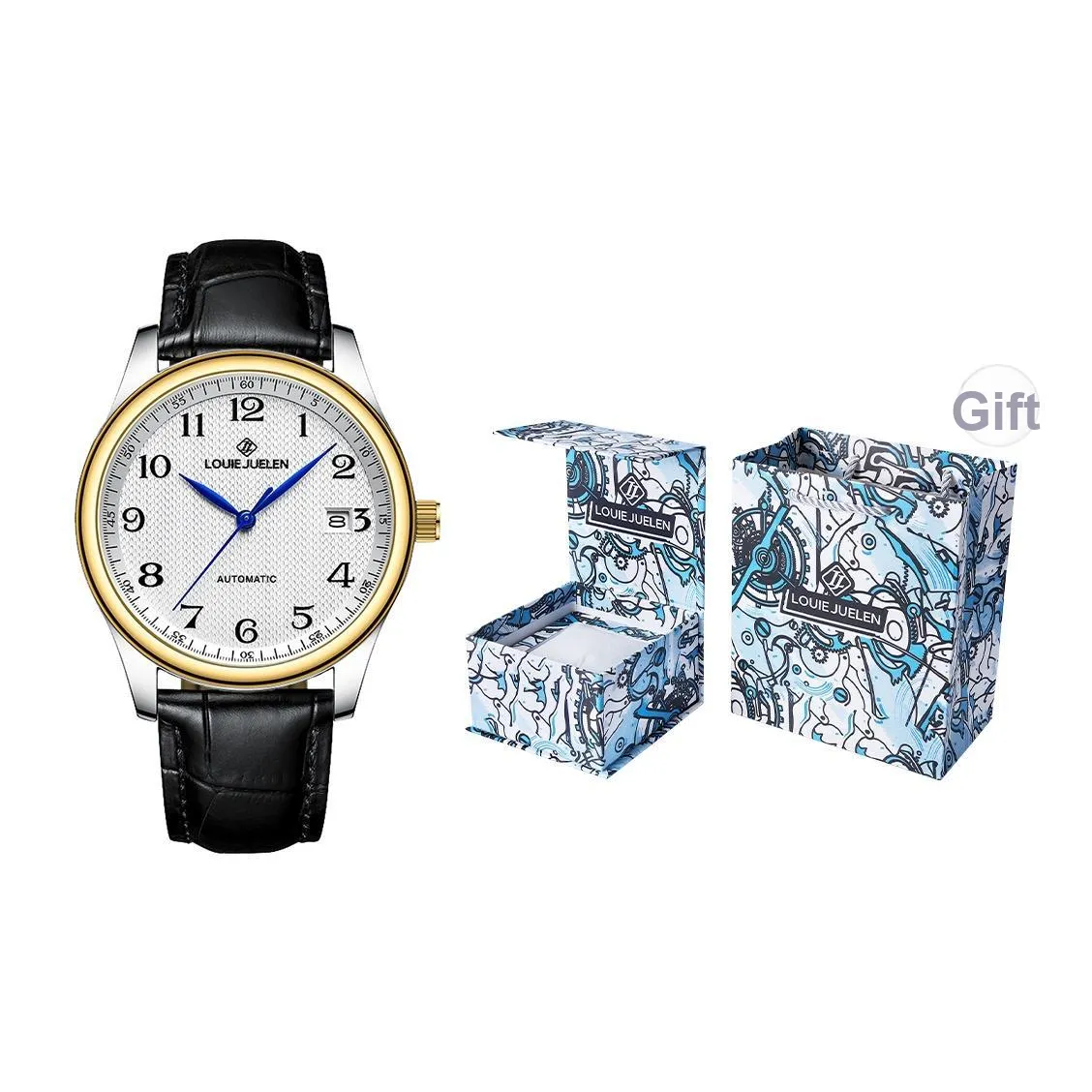 LOUIE JUELEN Кварцевый механизм ремешок из нержавеющей стали мужские часы серебристый циферблат