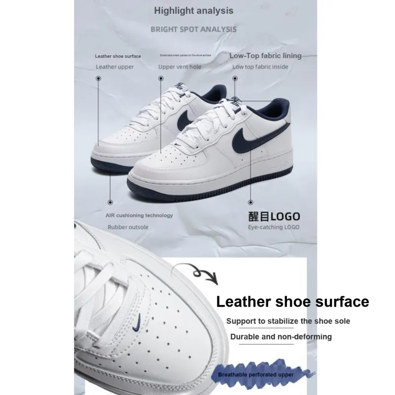 Nike Air Force 1 White Midnight Navy GS-1
