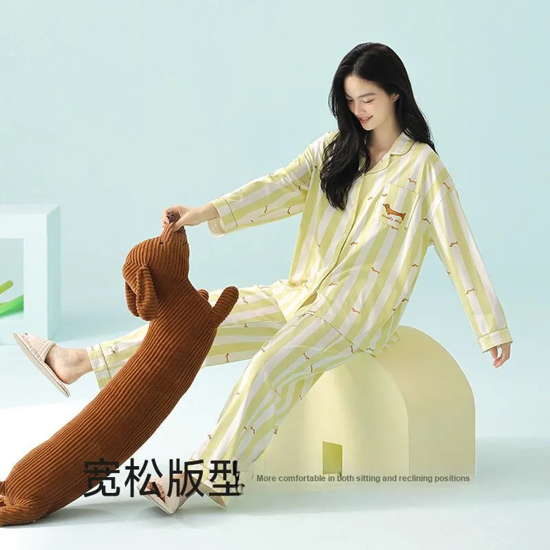 WANANNI Pajama Set Women's Yellow Green-5