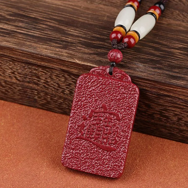 Sima Is Ethereal Reconstructed Cinnabar Pendants Unisex-2
